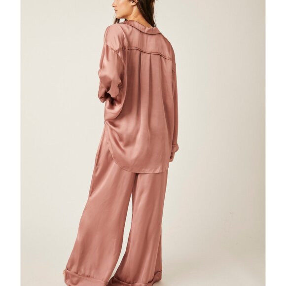 NWT FREE PEOPLE Dreamy Days Solid PJ Set / Smoke Rose - Picture 3 of 10